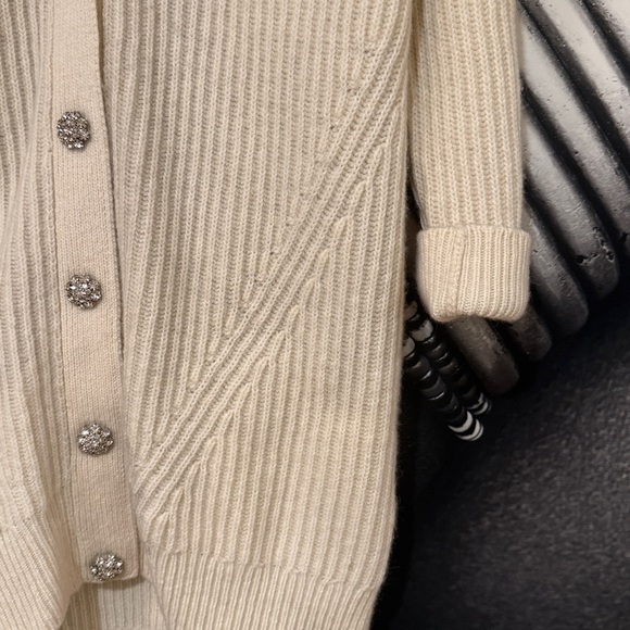 Ganni Cream Crystal Button Oversized Cardigan - Picture 11 of 12